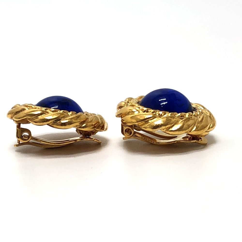 Chanel Earrings Blue Cabochon Metal Gold — view 2