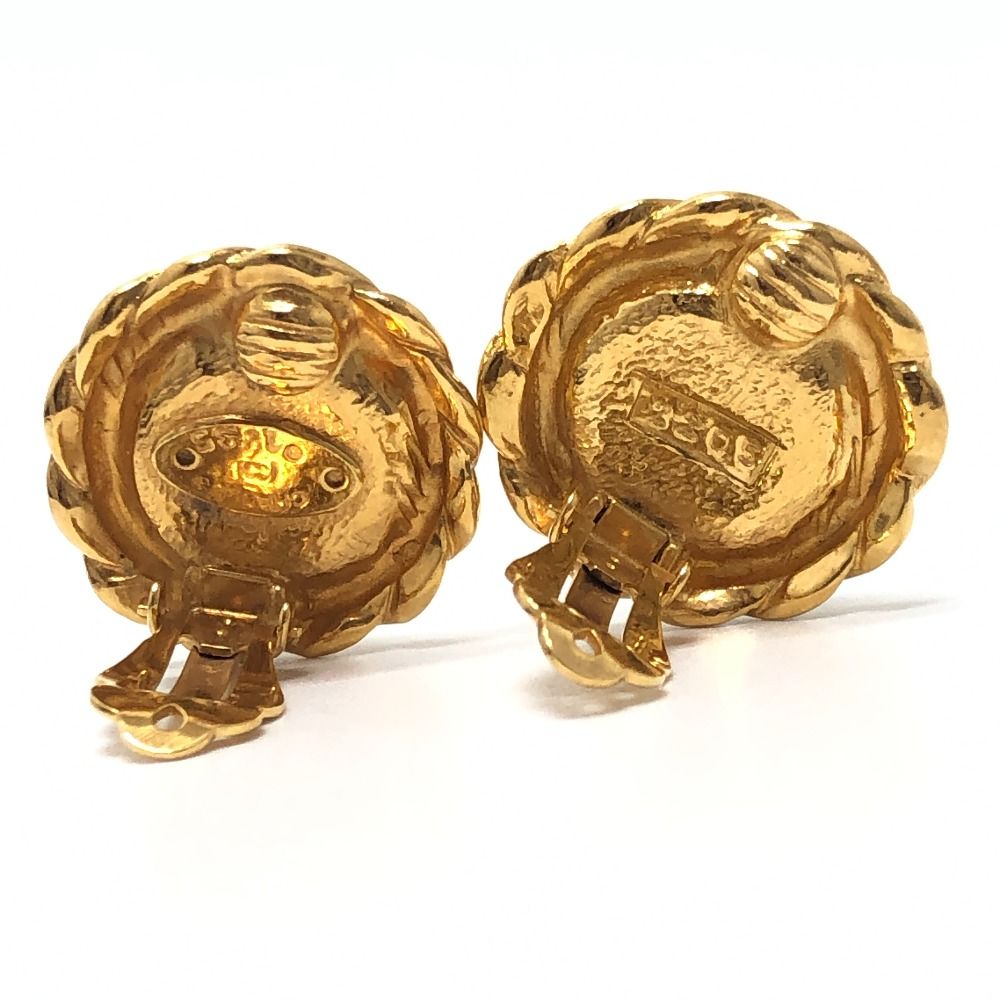 Chanel Earrings Blue Cabochon Metal Gold — view 6