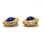 Chanel Earrings Blue Cabochon Metal Gold — view 3