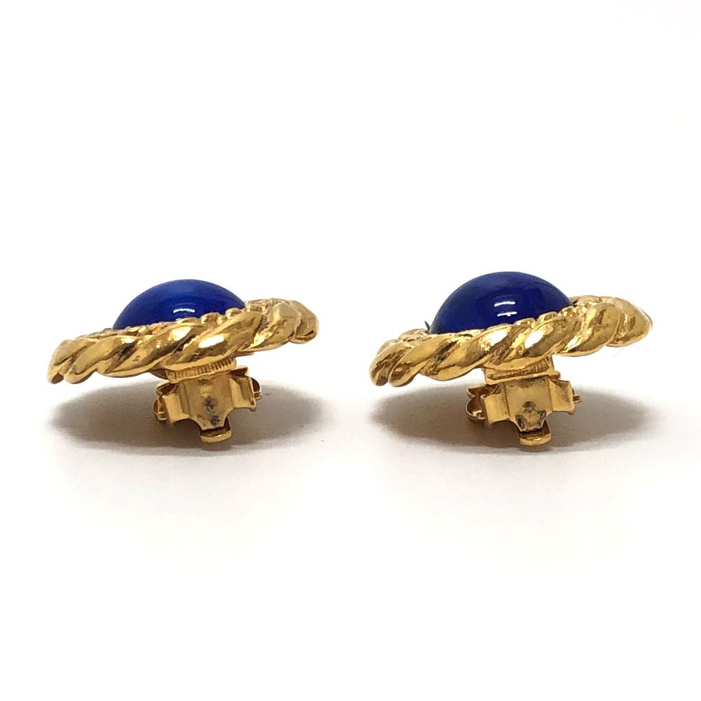 Chanel Earrings Blue Cabochon Metal Gold — view 4