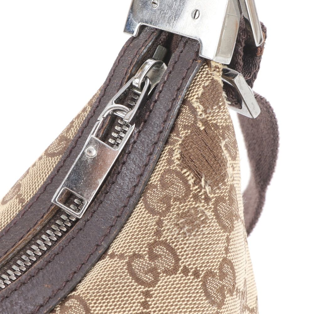 Gucci GG Canvas Leather Shoulder Bag Tote Hand Brown — view 8