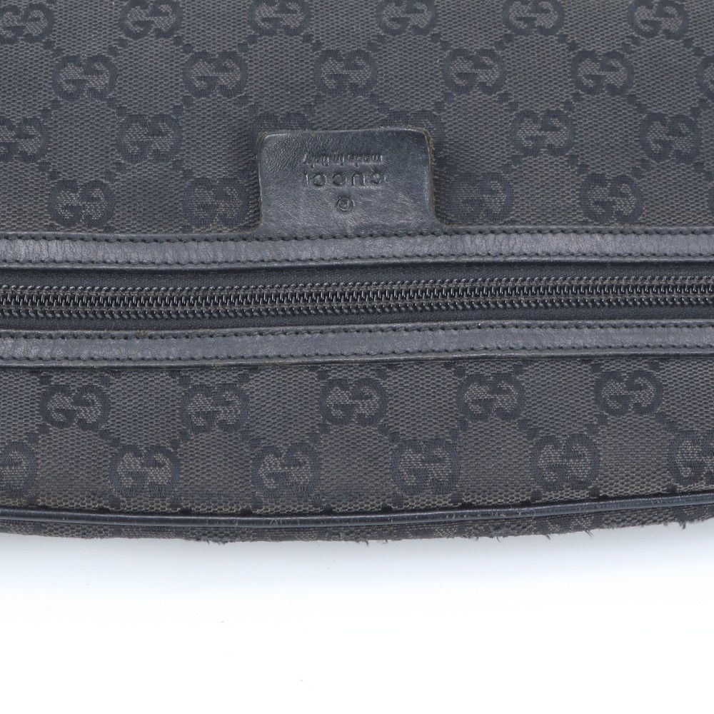 Gucci GG Canvas Leather Shoulder Bag Crossbody Messenger Business Tote Black — view 9
