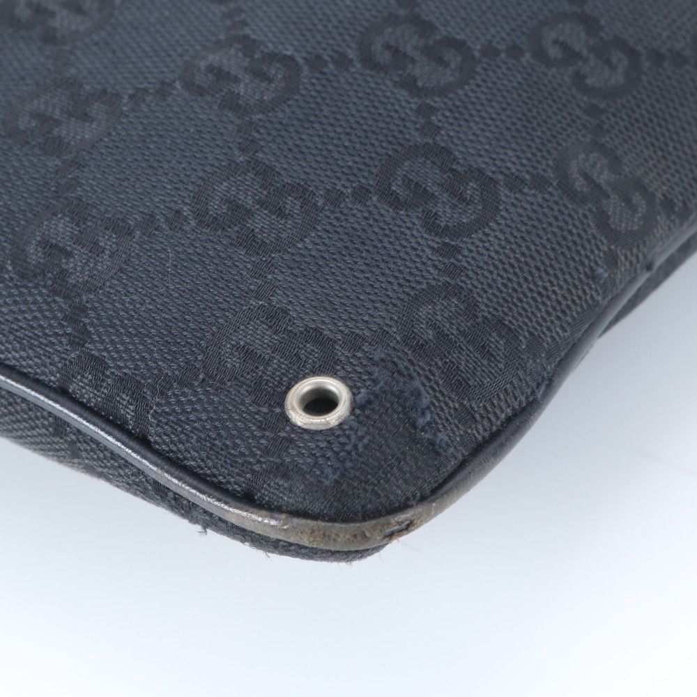 Gucci GG Canvas Leather Shoulder Bag Crossbody Messenger Business Tote Black — view 8