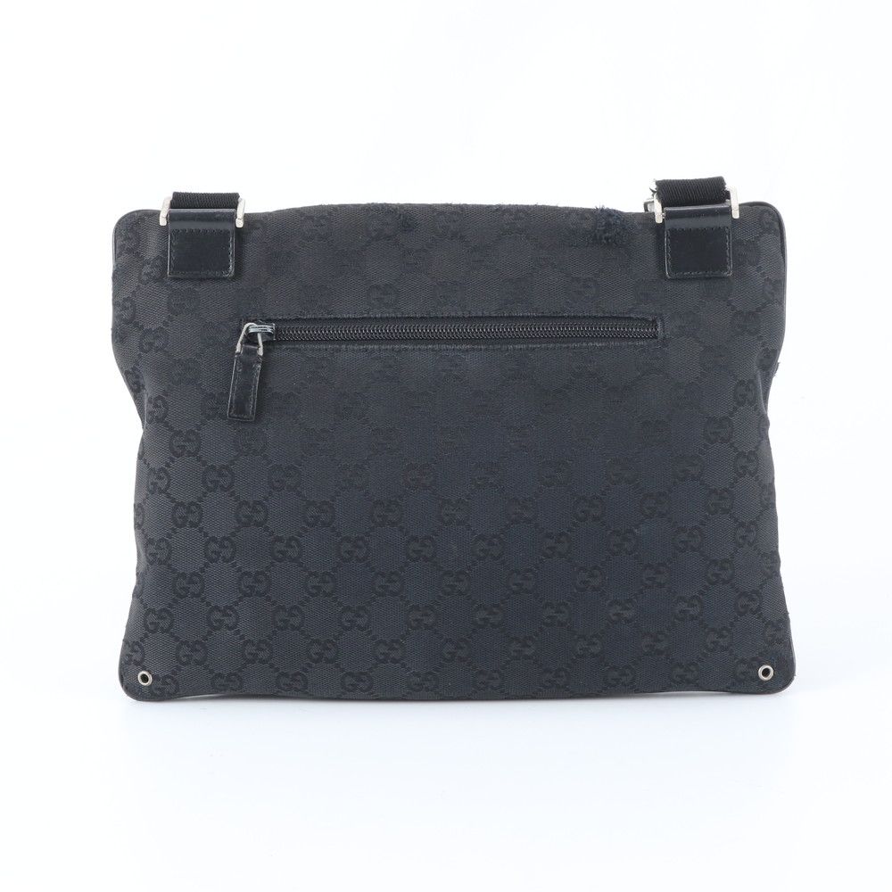 Gucci GG Canvas Leather Shoulder Bag Crossbody Messenger Business Tote Black — view 3