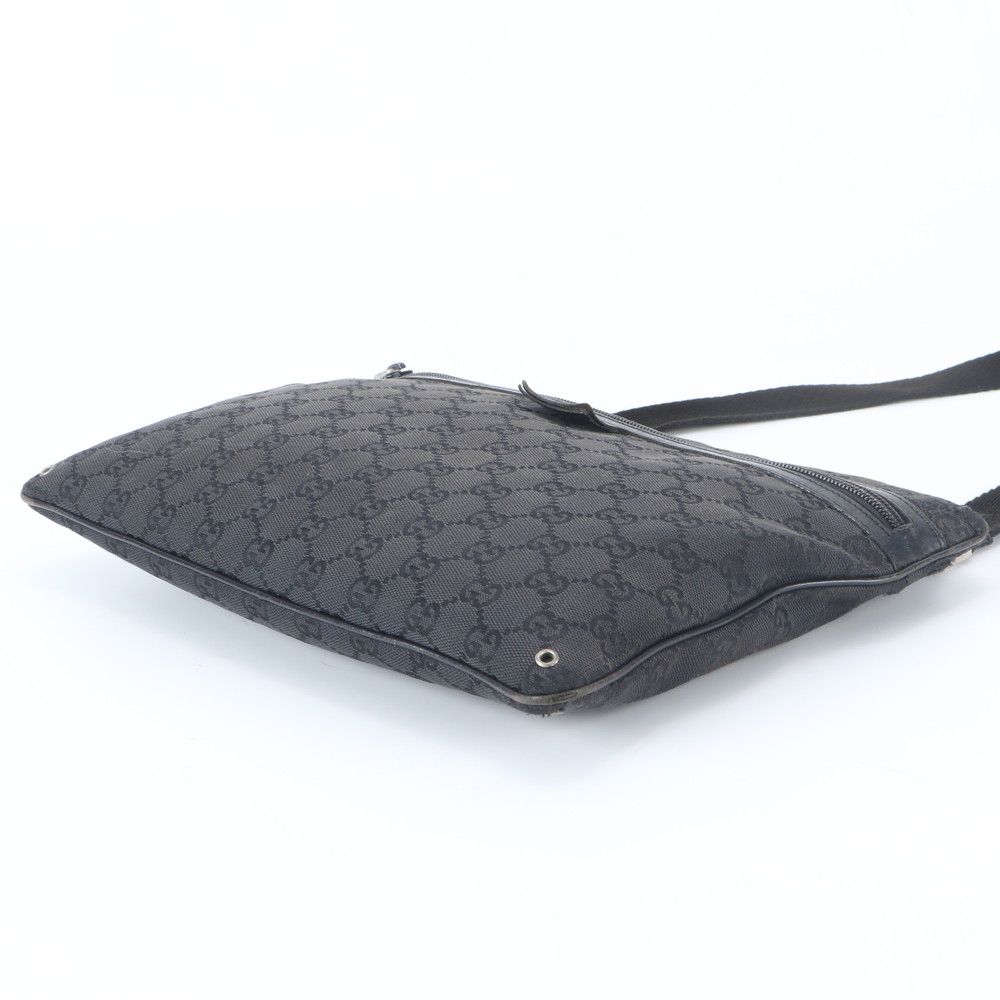 Gucci GG Canvas Leather Shoulder Bag Crossbody Messenger Business Tote Black — view 4