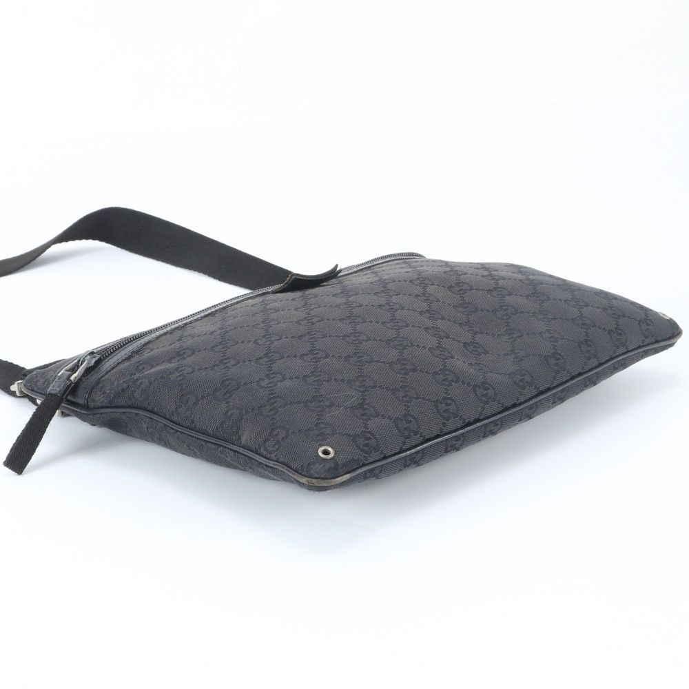 Gucci GG Canvas Leather Shoulder Bag Crossbody Messenger Business Tote Black — view 5
