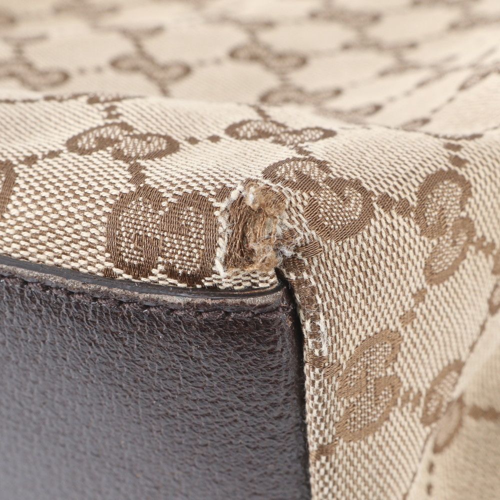 Gucci GG Canvas Sherry Line Leather Tote Shoulder Hand — view 8
