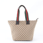 Gucci GG Canvas Sherry Line Leather Tote Shoulder Hand — view 3