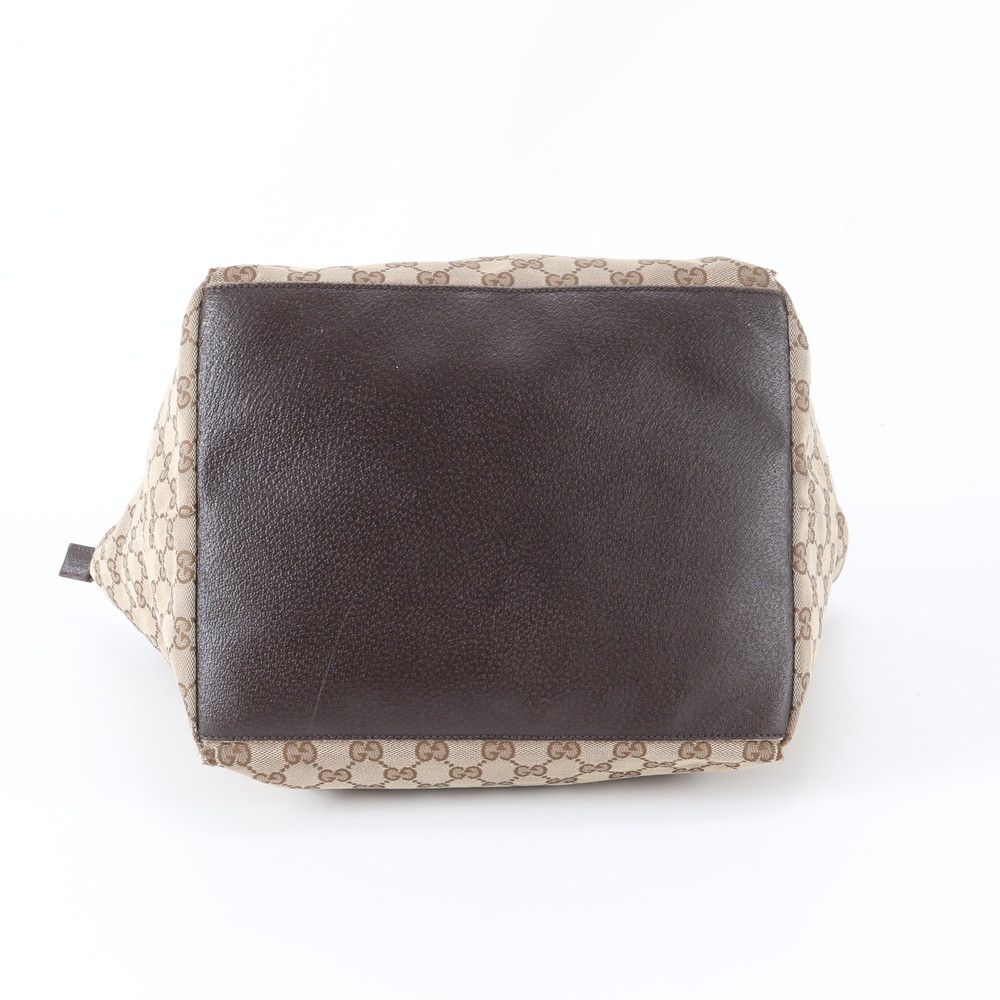 Gucci GG Canvas Sherry Line Leather Tote Shoulder Hand — view 6