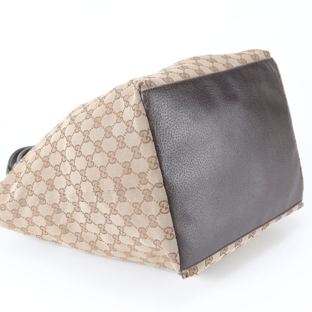 Gucci GG Canvas Sherry Line Leather Tote Shoulder Hand — view 5
