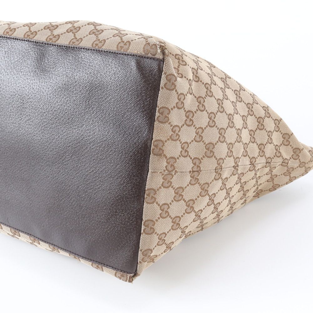 Gucci GG Canvas Sherry Line Leather Tote Shoulder Hand — view 4