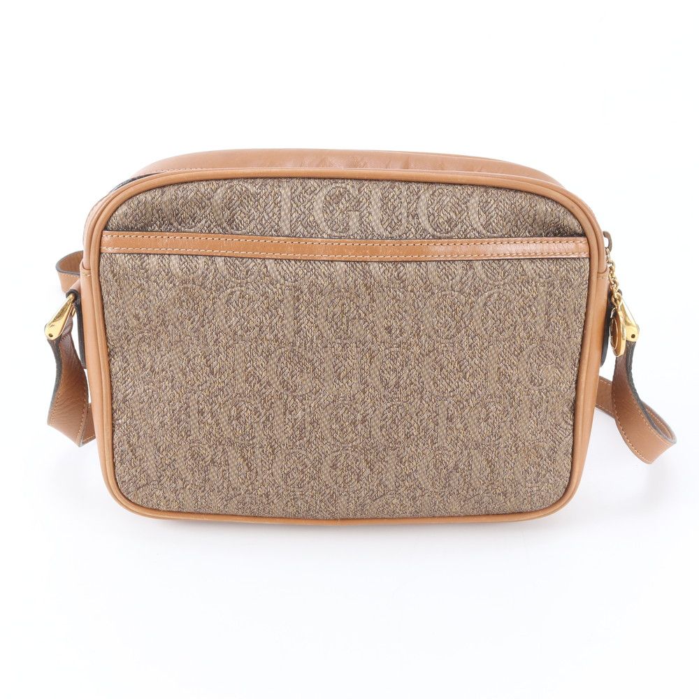 Gucci GG Logo Jacquard Leather Shoulder Bag Crossbody Hand Brown — view 3