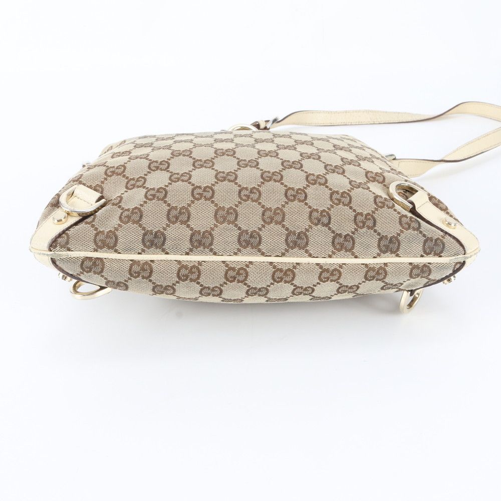 Gucci GG Canvas Abbey Leather Shoulder Bag Crossbody Hand Tote — view 5