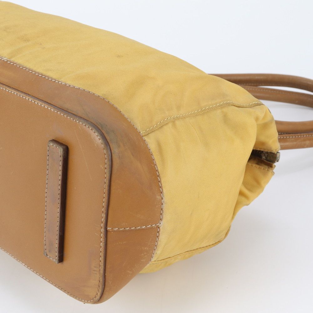 Prada Tessuto Nylon Triangle Logo Leather Shoulder Bag Tote Hand — view 4