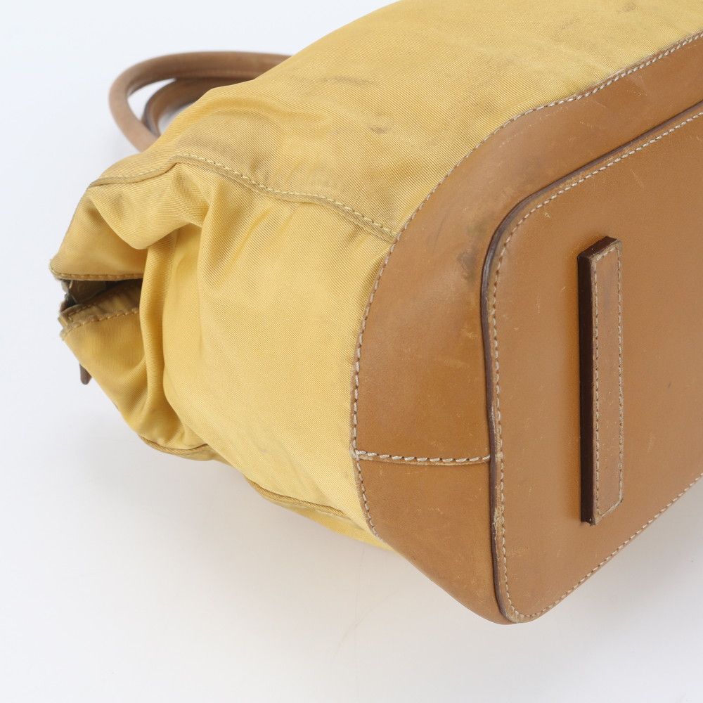 Prada Tessuto Nylon Triangle Logo Leather Shoulder Bag Tote Hand — view 6