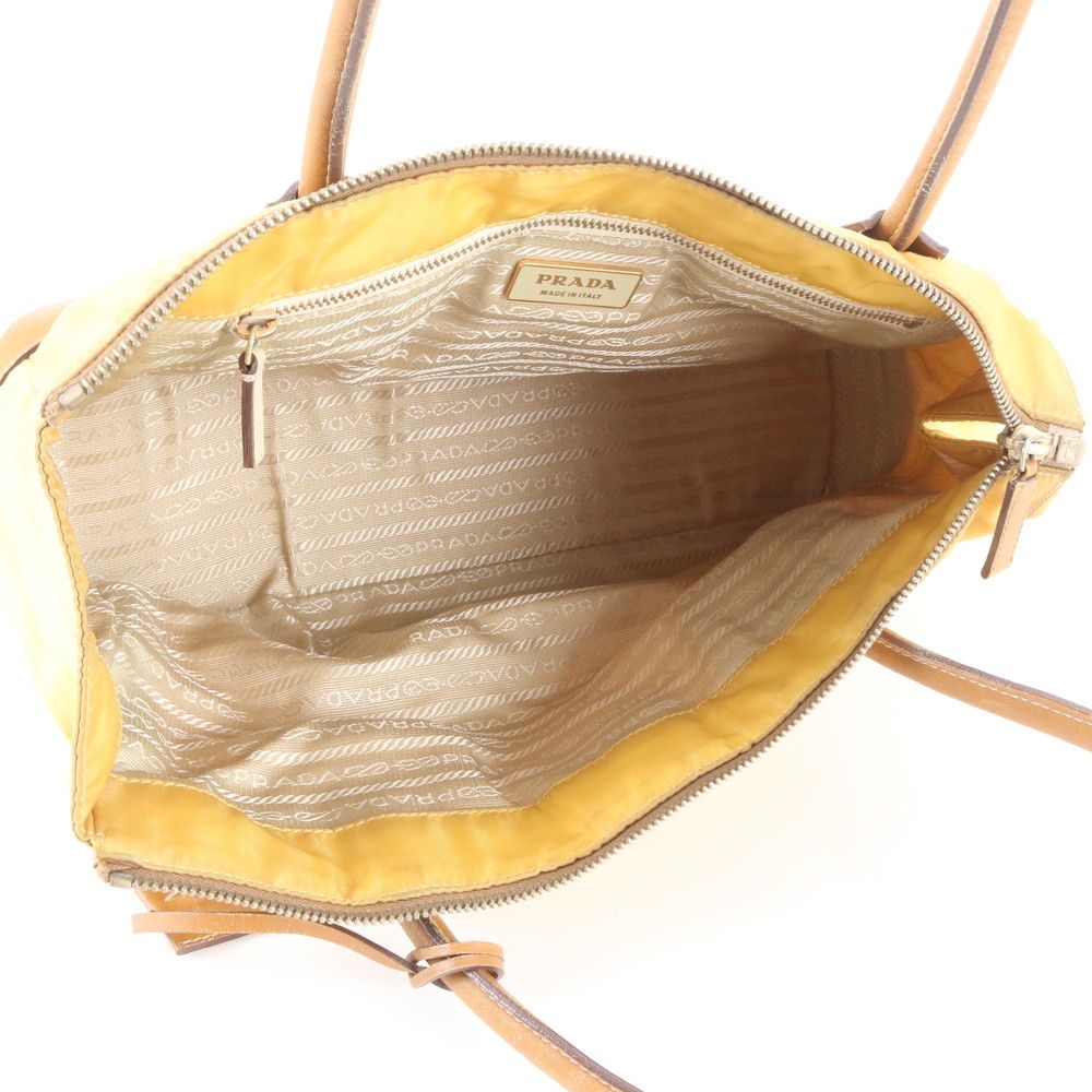 Prada Tessuto Nylon Triangle Logo Leather Shoulder Bag Tote Hand — view 7