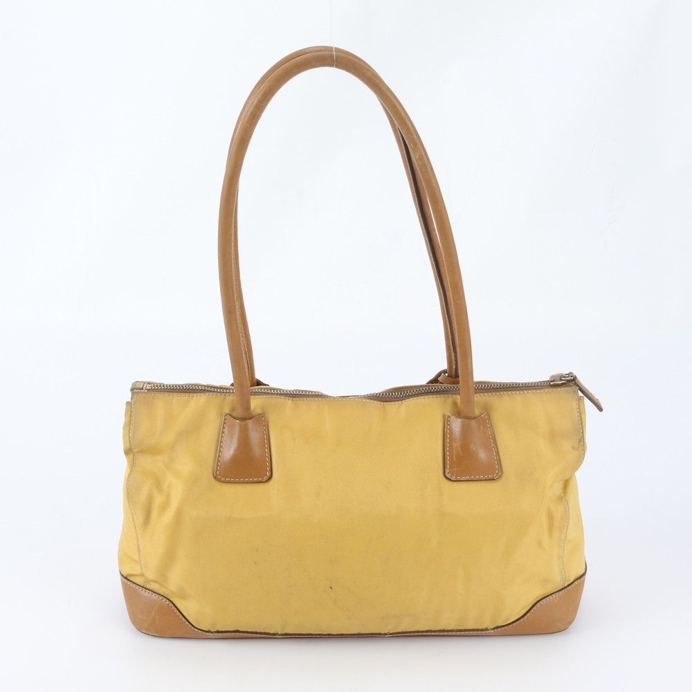 Prada Tessuto Nylon Triangle Logo Leather Shoulder Bag Tote Hand — view 3