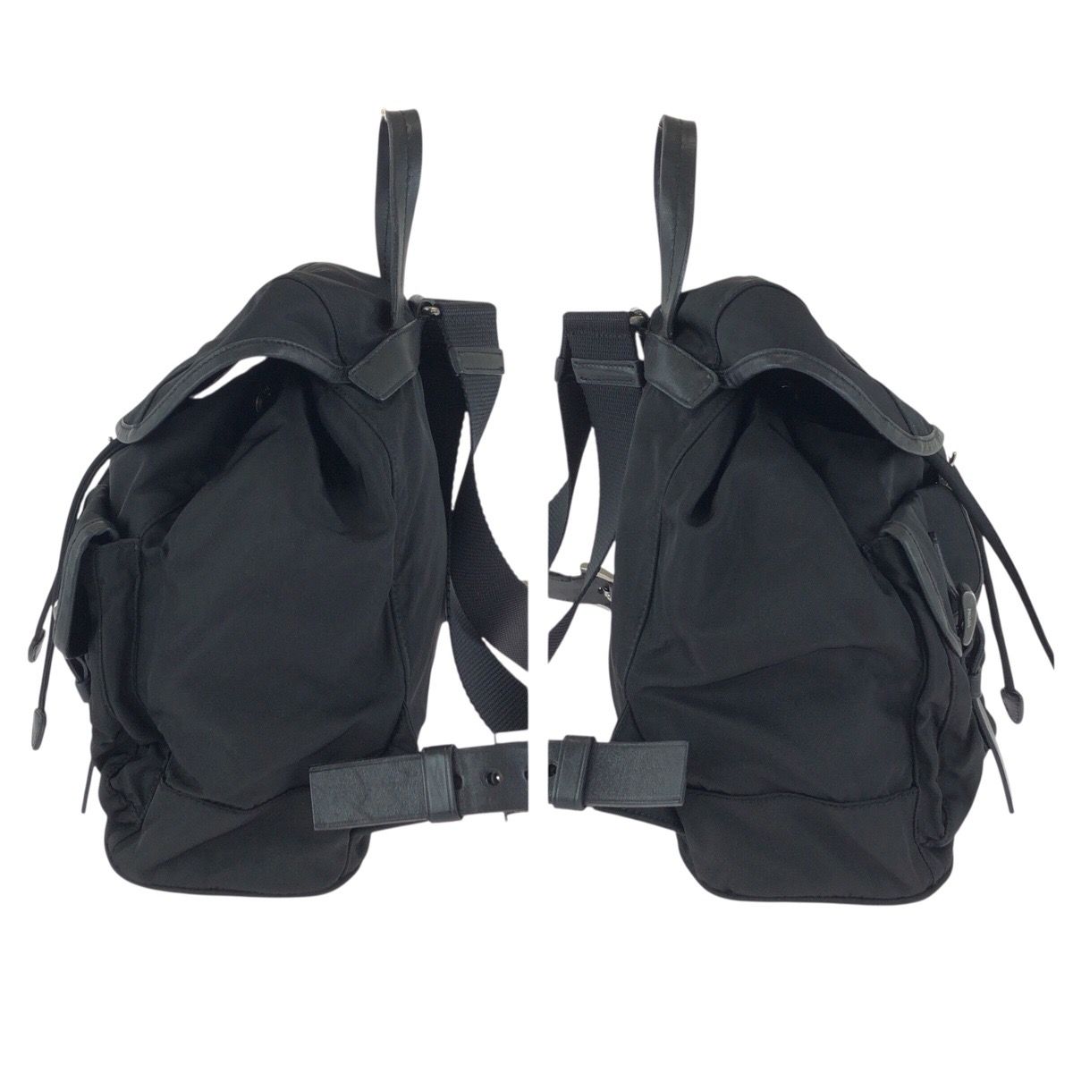 Prada Tessuto Black Silver Nylon Leather Backpack — view 8