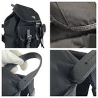 Prada Tessuto Black Silver Nylon Leather Backpack — view 5