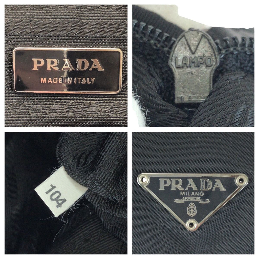 Prada Tessuto Black Silver Nylon Leather Backpack — view 4