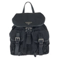 Prada Tessuto Black Silver Nylon Leather Backpack