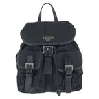 Prada Tessuto Black Silver Nylon Leather Backpack