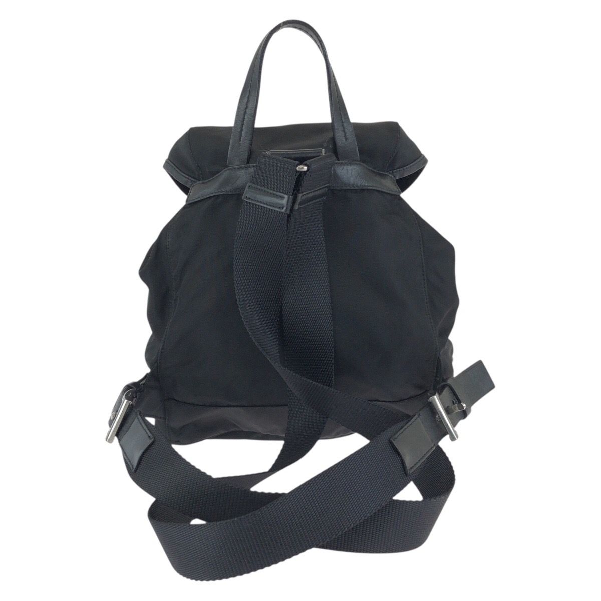 Prada Tessuto Black Silver Nylon Leather Backpack — view 2