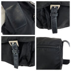 Prada Tessuto Black Silver Nylon Leather Shoulder — view 5