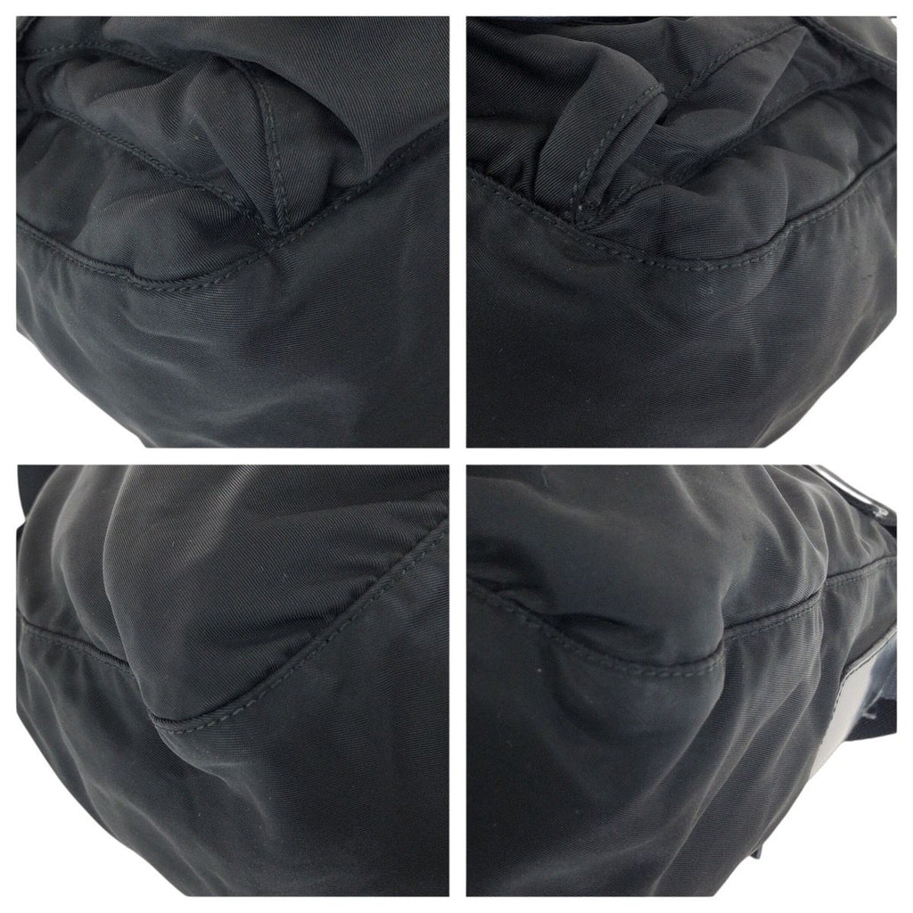 Prada Tessuto Black Silver Nylon Leather Shoulder — view 3