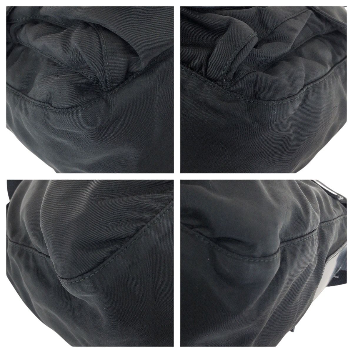 Prada Tessuto Black Silver Nylon Leather Shoulder — view 3