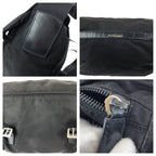 Prada Tessuto Black Silver Nylon Leather Shoulder — view 6
