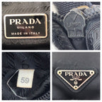 Prada Tessuto Black Silver Nylon Leather Shoulder — view 4