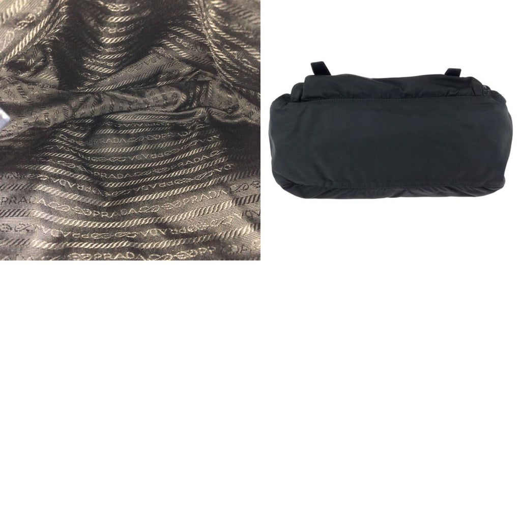 Prada Tessuto Black Silver Nylon Leather Shoulder — view 9