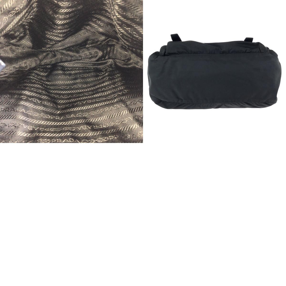 Prada Tessuto Black Silver Nylon Leather Shoulder — view 9