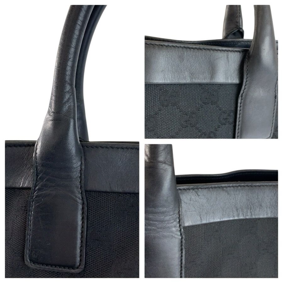 Gucci Black GG Canvas Leather 002 Tote — view 6