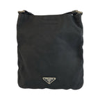 Prada Tessuto Black Silver Nylon Shoulder Bag Pochette — view 2