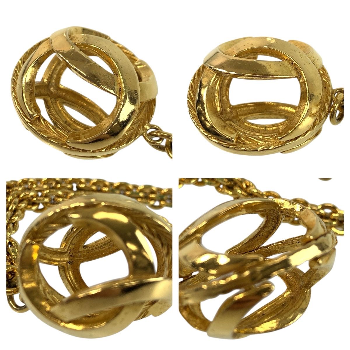 Chanel Vintage Watermark Ball Gold Plated Necklace — view 8