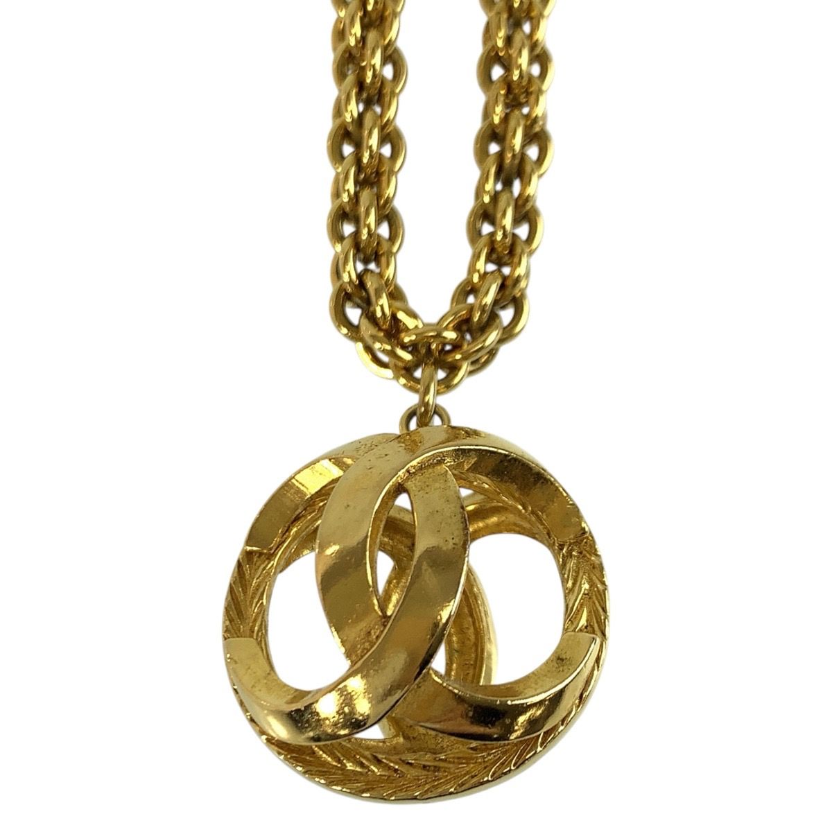 Chanel Vintage Watermark Ball Gold Plated Necklace