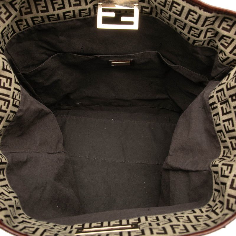Fendi Zucchino Tote Brown Canvas Leather — view 4