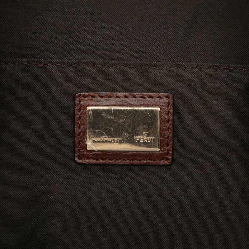 Fendi Zucchino Tote Brown Canvas Leather — view 5