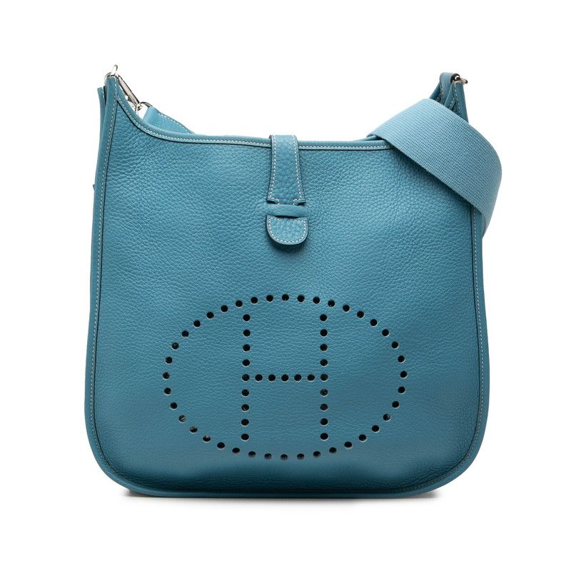 Hermes Evelyne 2 GM Crossbody Shoulder Bag Blue Jean Togo