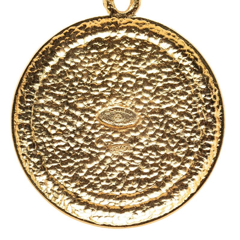 Chanel CC Logo Palm Tree Lion Medal Chain Pendant Gold Plated — view 3