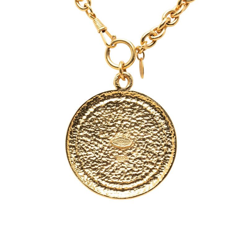 Chanel CC Logo Palm Tree Lion Medal Chain Pendant Gold Plated — view 2