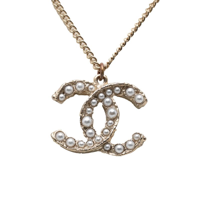 Chanel CC Logo Pendant Gold Plated Faux Pearl