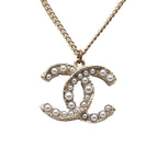 Chanel CC Logo Pendant Gold Plated Faux Pearl