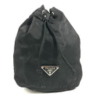 Prada Pouch Logo Drawstring Nylon Black