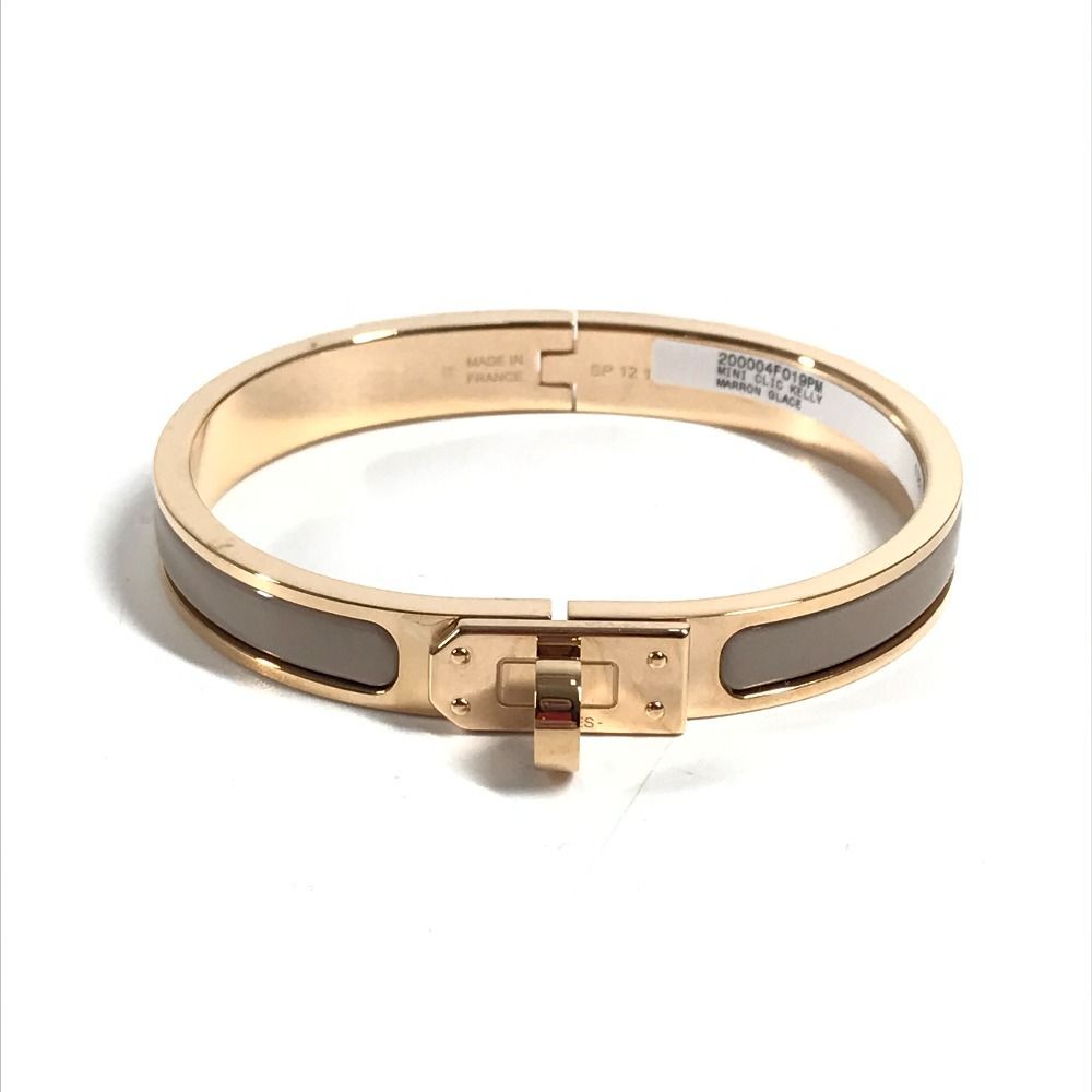 Hermes Bracelet Mini Click Kelly PM Mini Metal Brown Glace Beige
