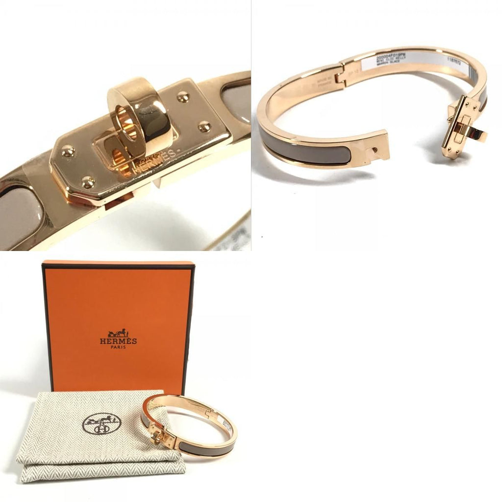 Hermes Bracelet Mini Click Kelly PM Mini Metal Brown Glace Beige — view 9