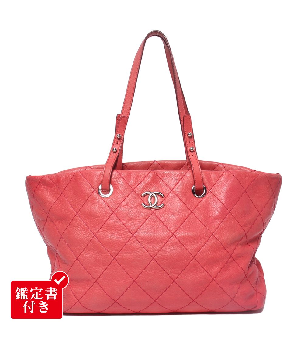 Chanel Tote Shoulder Bag Silver on the Road Wild Stitch