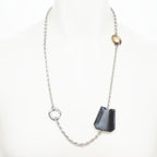 Hermes Necklace Clochette Leather Silver Black Brown — view 2